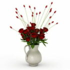 Vase à fleurs roses