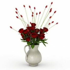 אגרטל רוז פרחים דגם תלת מימד