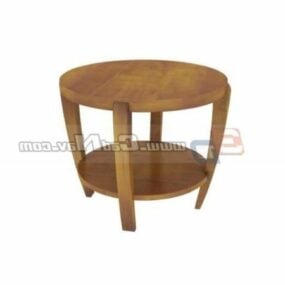 Wooden Round Tea Table Furniture 3d model