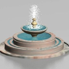 City Round Fountain Pond 3d model