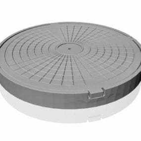 3D-Modell des runden Schachtdeckels aus Metall