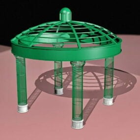 3D-Modell eines runden Metallpavillons für den Außenbereich