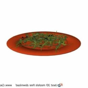 Round Red Plastic Plate 3d model