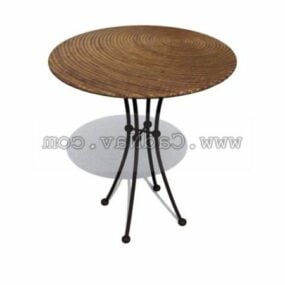 Wooden Metal Round Tea Table 3d model