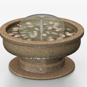 Fuente de agua de piedra redonda modelo 3d