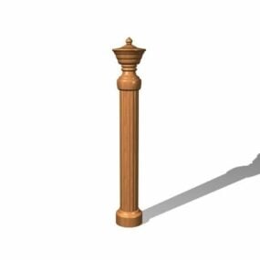 Stair Round Wood Baluster 3d model
