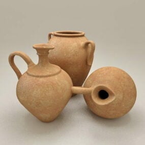 Modello 3d rustico di vecchi vasi di ceramica