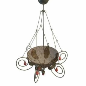 Rustic Basket Home Pendant Lamp 3d model