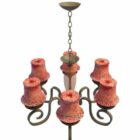 Red Shades Of Rustic Chandelier