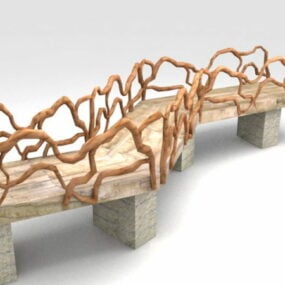 Starý rustikální zahradní most 3D model