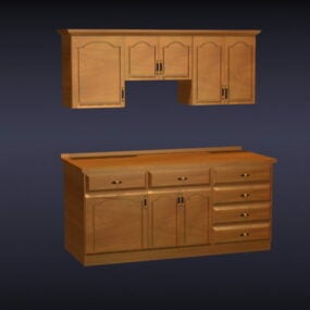 3д модель деревянных кухонных шкафов в деревенском стиле