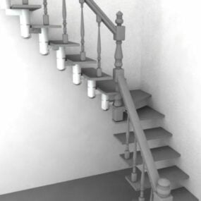 Rustikální design 3D model otevřeného schodiště