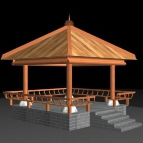 3D-Modell des rustikalen Holzpavillons