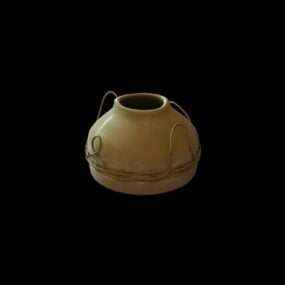 Modelo 3d de decoração de vaso de cerâmica rústica antiga
