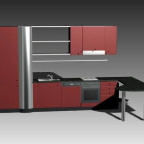 仿古厨房橱柜3d模型