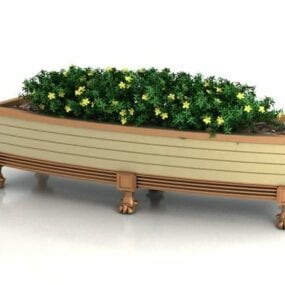 Venkovní rustikální dřevěná květinová krabička 3D model
