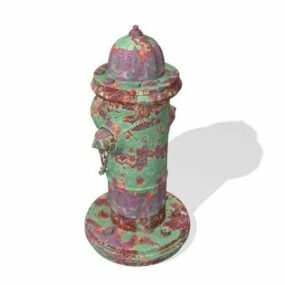 3D model rezavého požárního hydrantu