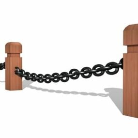 زنجیر فلزی با ستون مدل سه بعدی