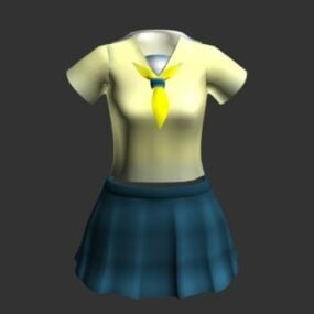 Dynamic Cloth Dress With Female Character 3d model