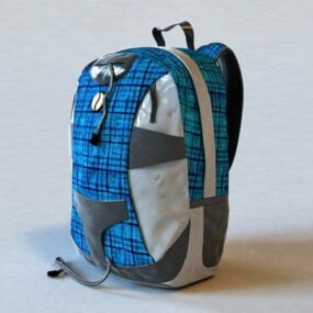 Blue Grey School Backpack 3d model