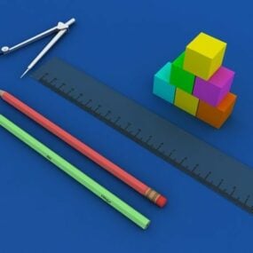 Papeterie scolaire de bureau modèle 3D