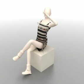 Jentekarakter Anne 3d-modell