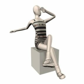 Modebutik Siddende kvindelig mannequin 3d-model