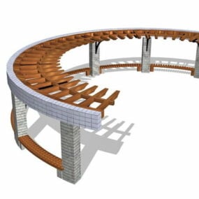Taman Pergola Setengah Lingkaran model 3d