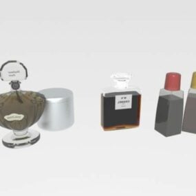 Ensemble cosmétique de 4 flacons de parfum modèle 3D