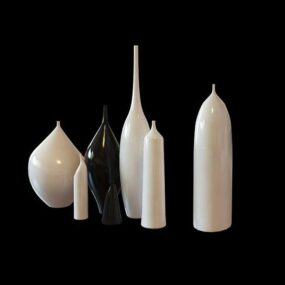 Set di vasi in porcellana bianca S modello 3d