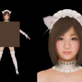 Mô hình 3d nhân vật nữ hầu gái xinh đẹp Anime