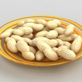 Shelled Peanuts Food On Plate 3d model