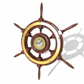 Watercraft Ship Wheel Clock 3d model