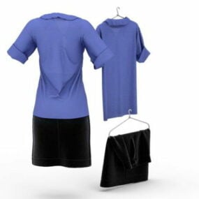 Skjorte Blyant Nederdel Outfits Fashion 3d model