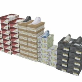 Shoes Piled And Boxes 3d model