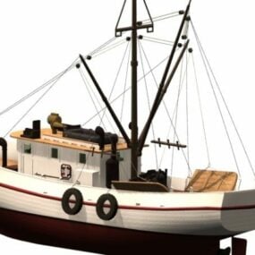 Model 3D łodzi krewetkowej jednostki pływającej