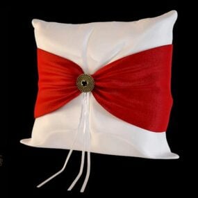 Almofada de seda vermelha branca modelo 3d