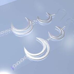 Jewelry Silver Moon Crescent Earring 3d model