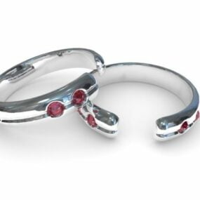 Jewelry Silver Ruby Bracelet 3d model