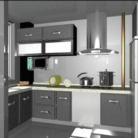 회색 가구 주방 디자인 3d 모델