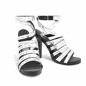 Fashion Silver High Heel Sandals 3d model