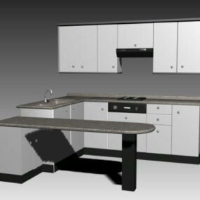 Silver White Kitchen Cabinet 3d model