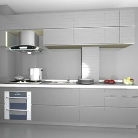Silver Style L Kitchen Design 3d-modell