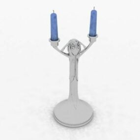 Dekoracyjny świecznik ze srebrnym filarem Model 3D