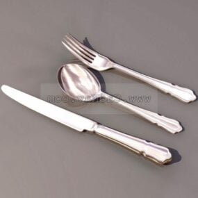 Mutfak Gümüş Çatal Bıçak Takımı 3D modeli