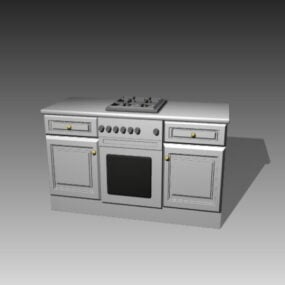 Mô hình 3d tủ bếp cổ đơn giản