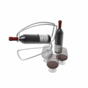 بطری شراب با قفسه مدل سه بعدی
