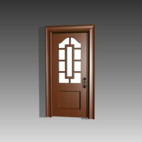Single Wood Door With Glass 3d model