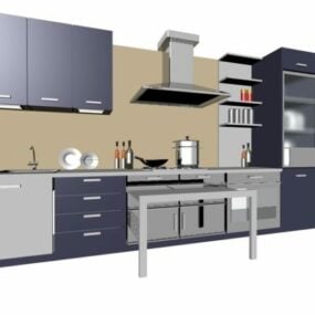 خزانة مطبخ ذات جدار واحد نموذج ثلاثي الأبعاد