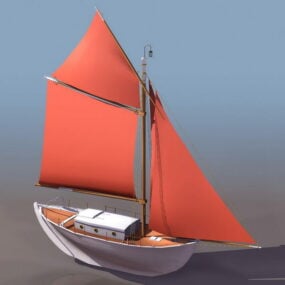 Single Mast Sail Ship 3d model